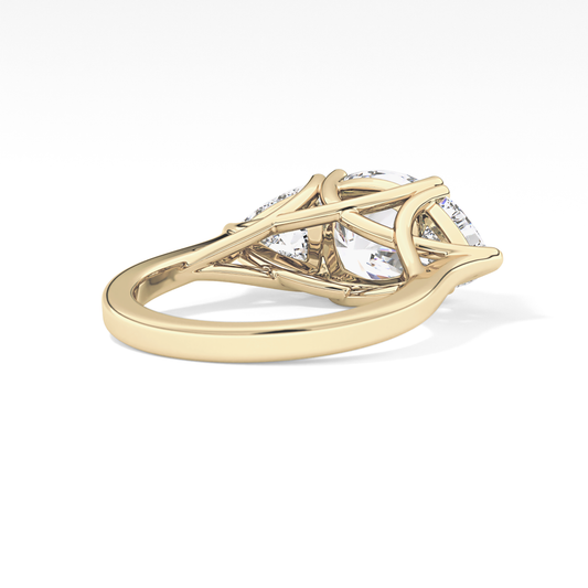 Cushion Three Stone Lab Grown Diamond Engagement Ring