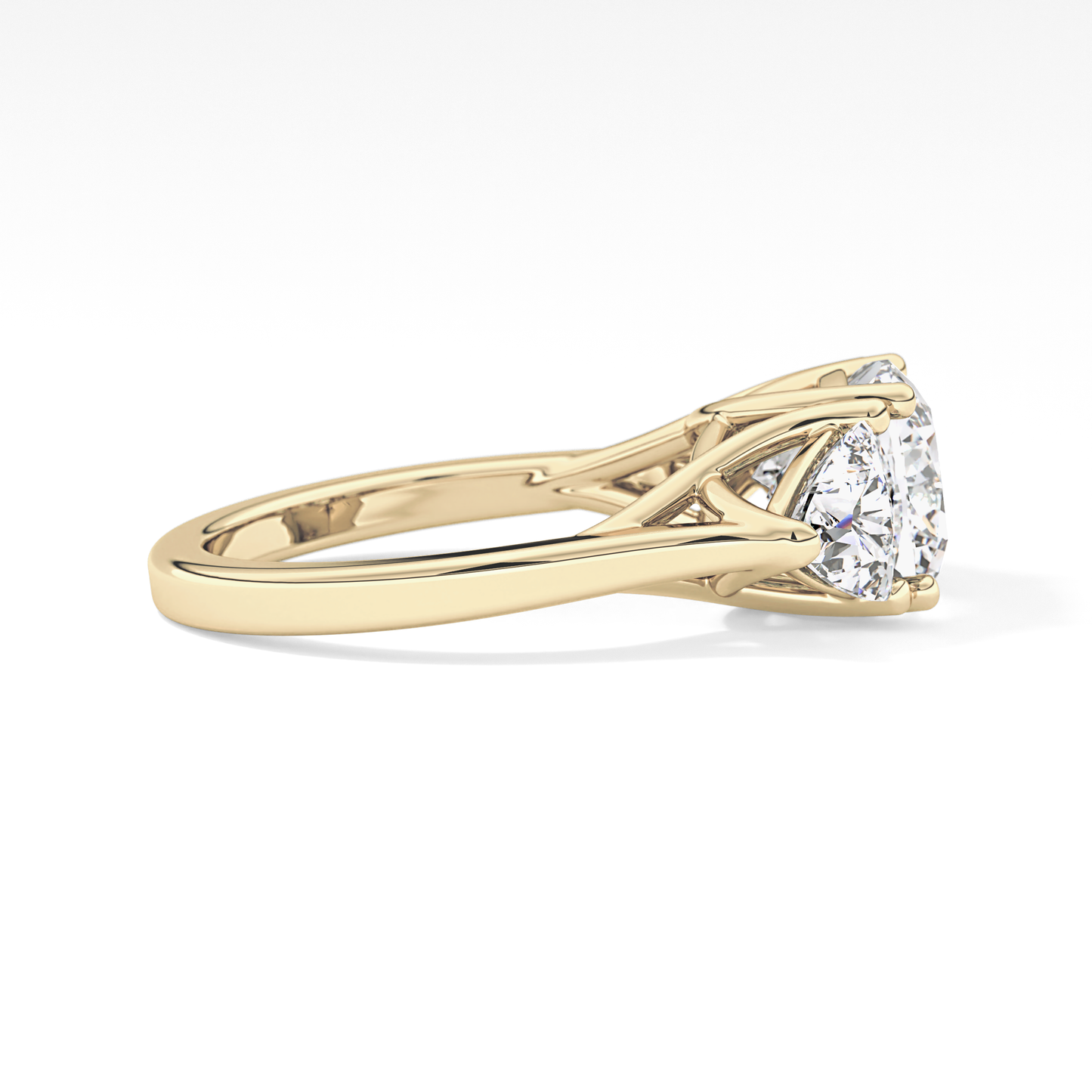 Cushion Three Stone Lab Grown Diamond Engagement Ring