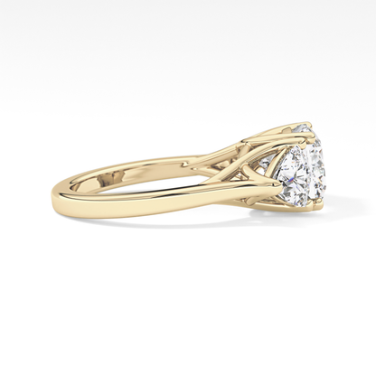 Cushion Three Stone Lab Grown Diamond Engagement Ring