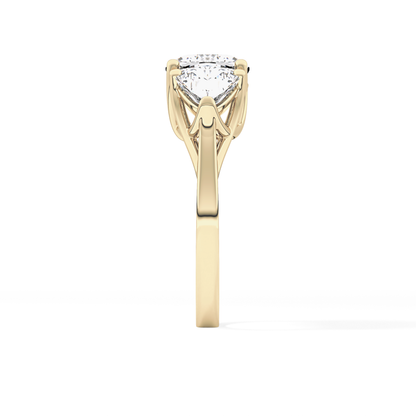 Cushion Three Stone Lab Grown Diamond Engagement Ring