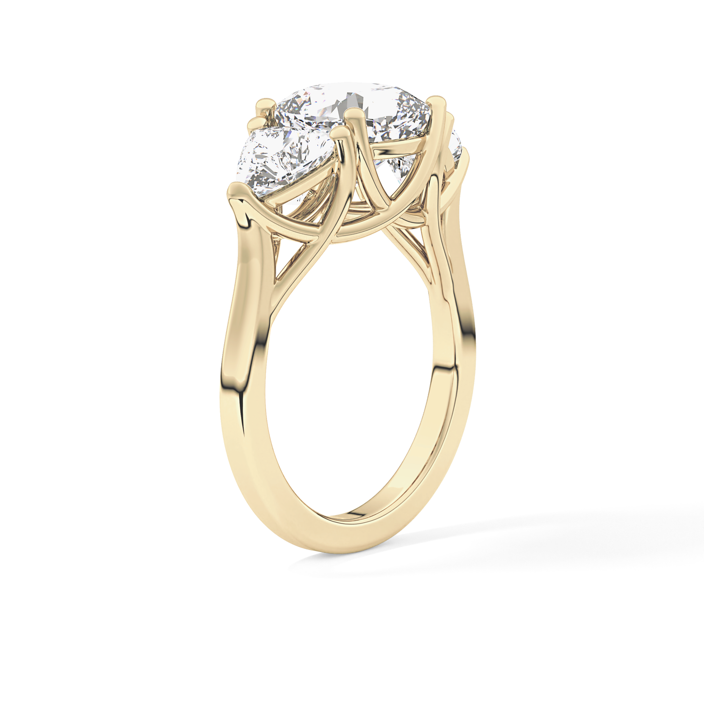 Cushion Three Stone Lab Grown Diamond Engagement Ring