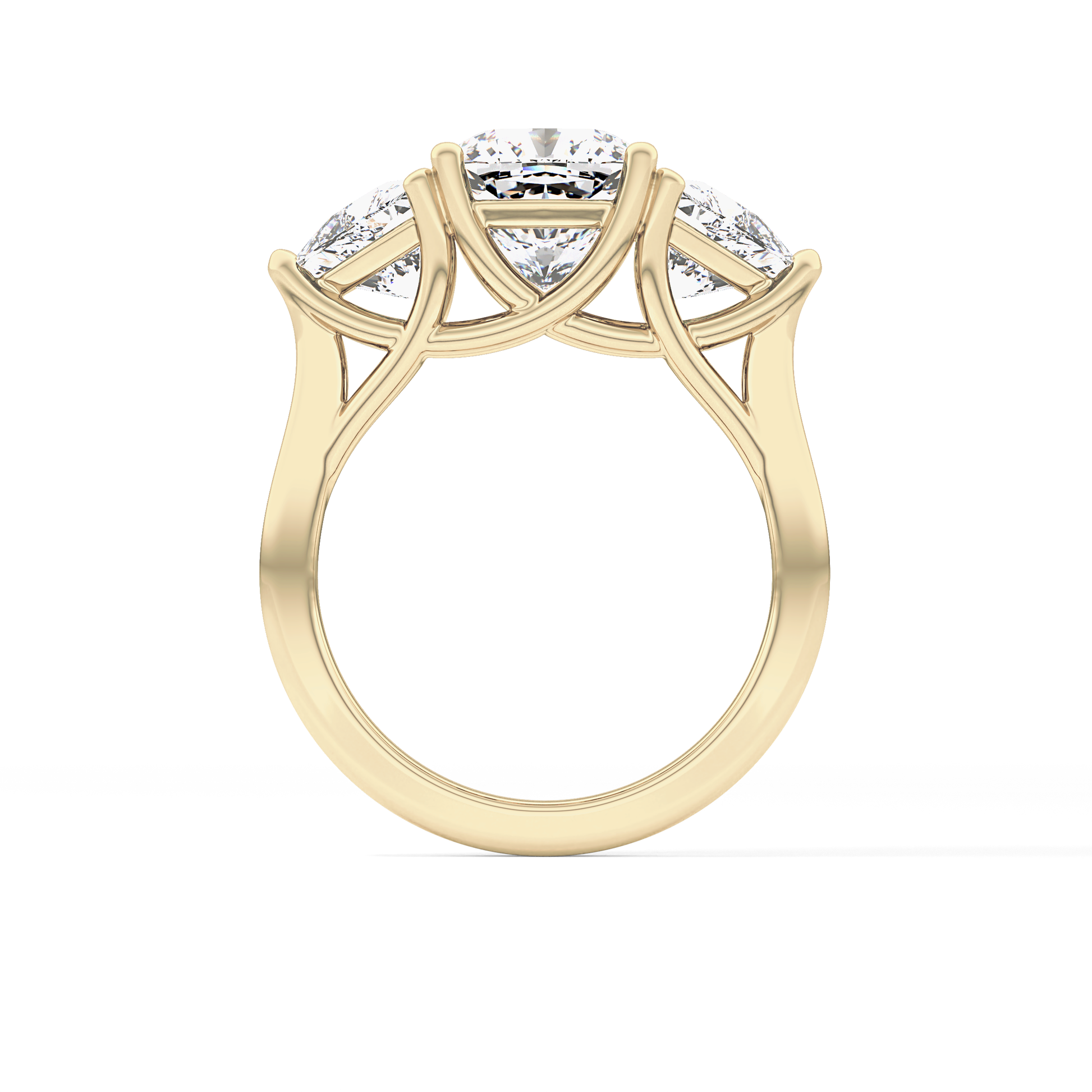 Cushion Three Stone Lab Grown Diamond Engagement Ring