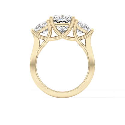 Cushion Three Stone Lab Grown Diamond Engagement Ring