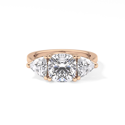 Cushion Three Stone Lab Grown Diamond Engagement Ring