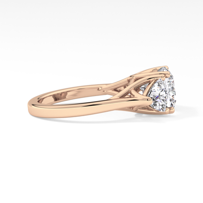 Cushion Three Stone Lab Grown Diamond Engagement Ring