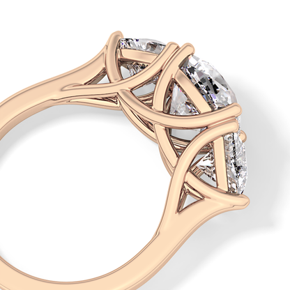 Cushion Three Stone Lab Grown Diamond Engagement Ring
