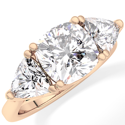 Cushion Three Stone Lab Grown Diamond Engagement Ring