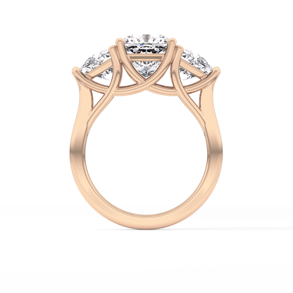 Cushion Three Stone Lab Grown Diamond Engagement Ring