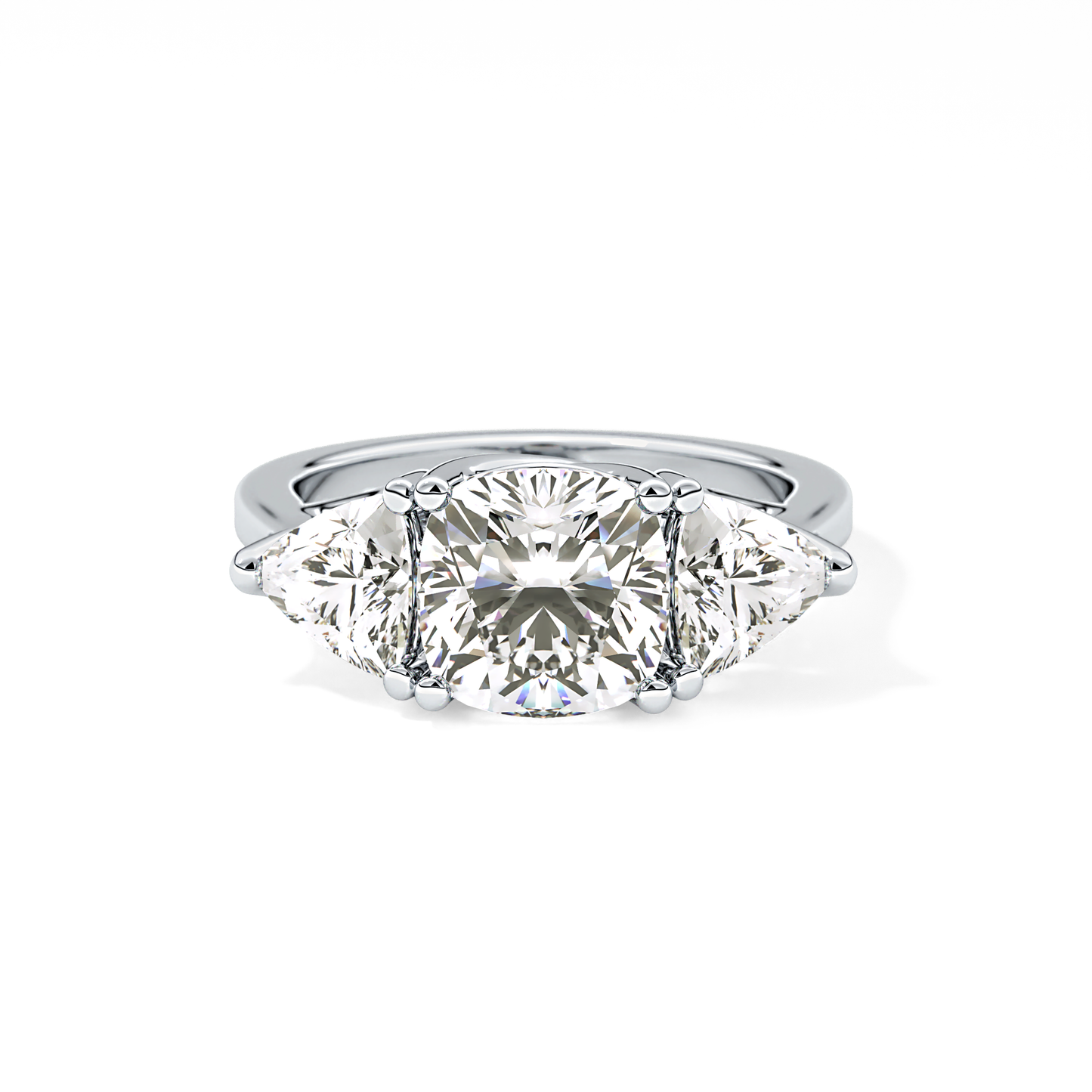 Cushion Three Stone Lab Grown Diamond Engagement Ring