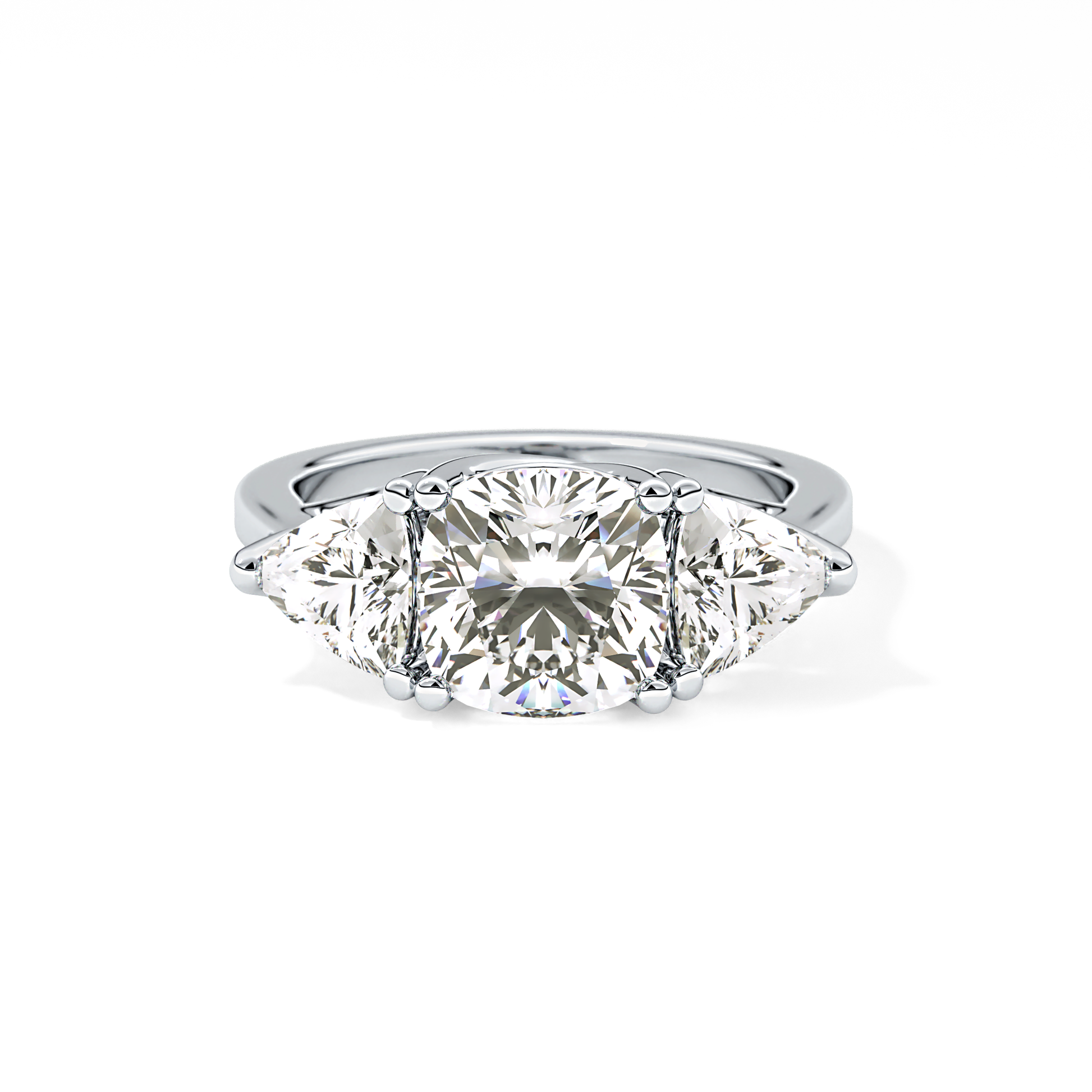 Cushion Three Stone Lab Grown Diamond Engagement Ring