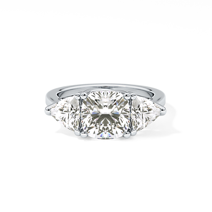 Cushion Three Stone Lab Grown Diamond Engagement Ring