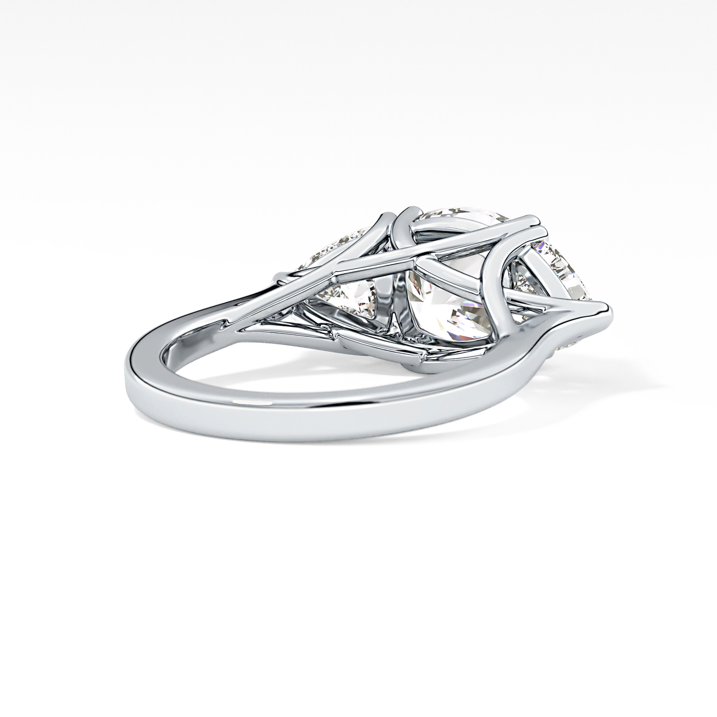 Cushion Three Stone Lab Grown Diamond Engagement Ring