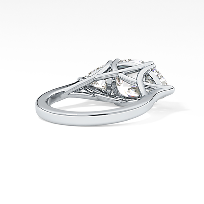 Cushion Three Stone Lab Grown Diamond Engagement Ring