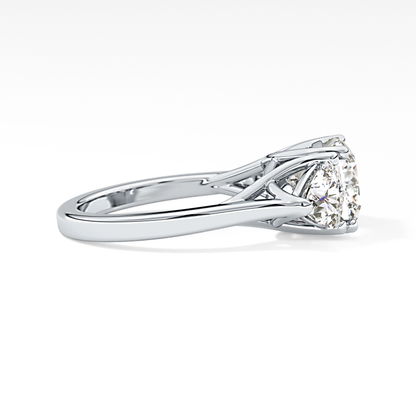 Cushion Three Stone Lab Grown Diamond Engagement Ring