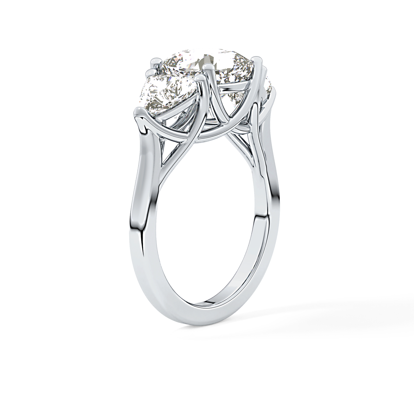 Cushion Three Stone Lab Grown Diamond Engagement Ring