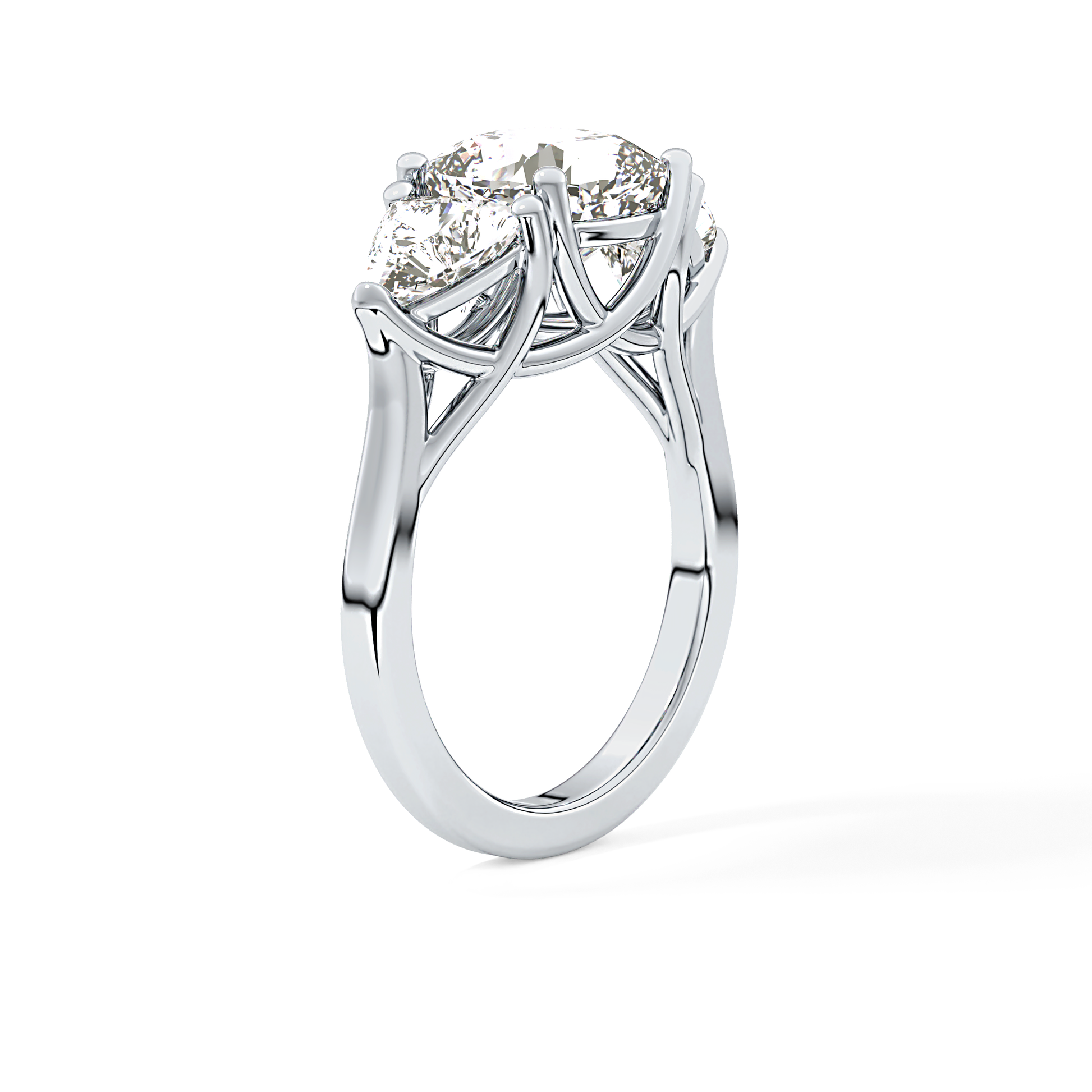 Cushion Three Stone Lab Grown Diamond Engagement Ring