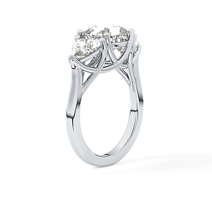 Cushion Three Stone Lab Grown Diamond Engagement Ring