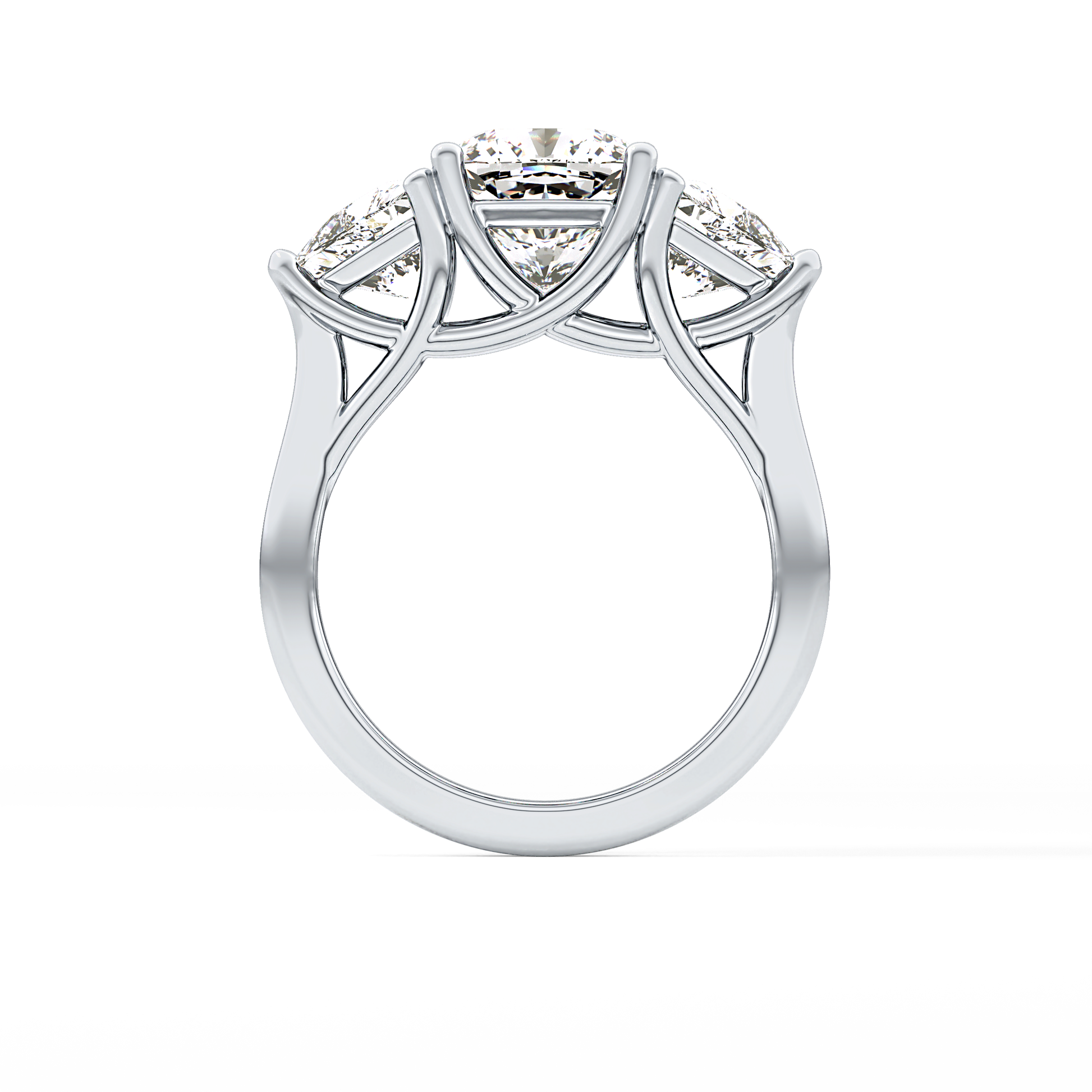 Cushion Three Stone Lab Grown Diamond Engagement Ring