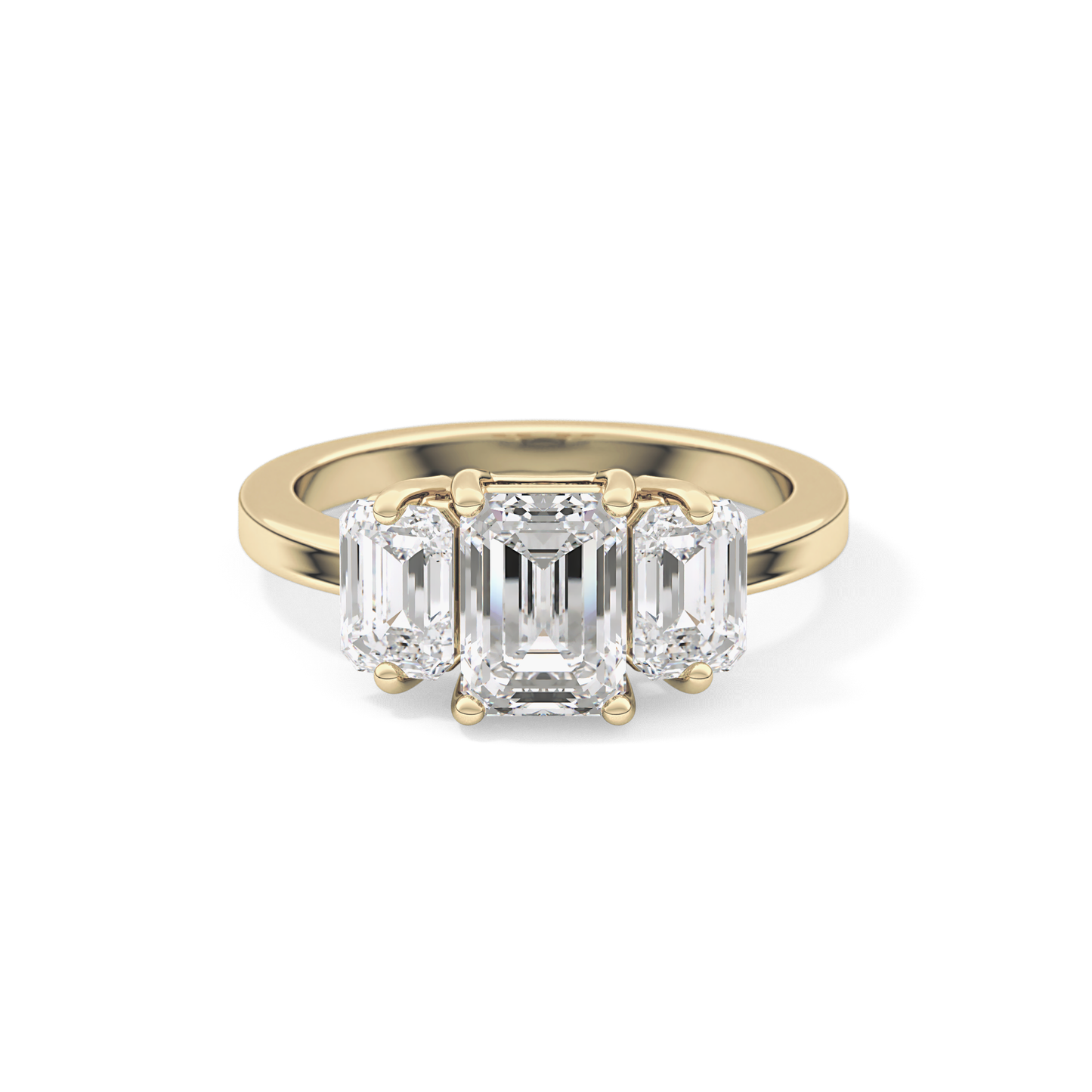 Emerald Three Stone Lab Grown Diamond Engagement Ring