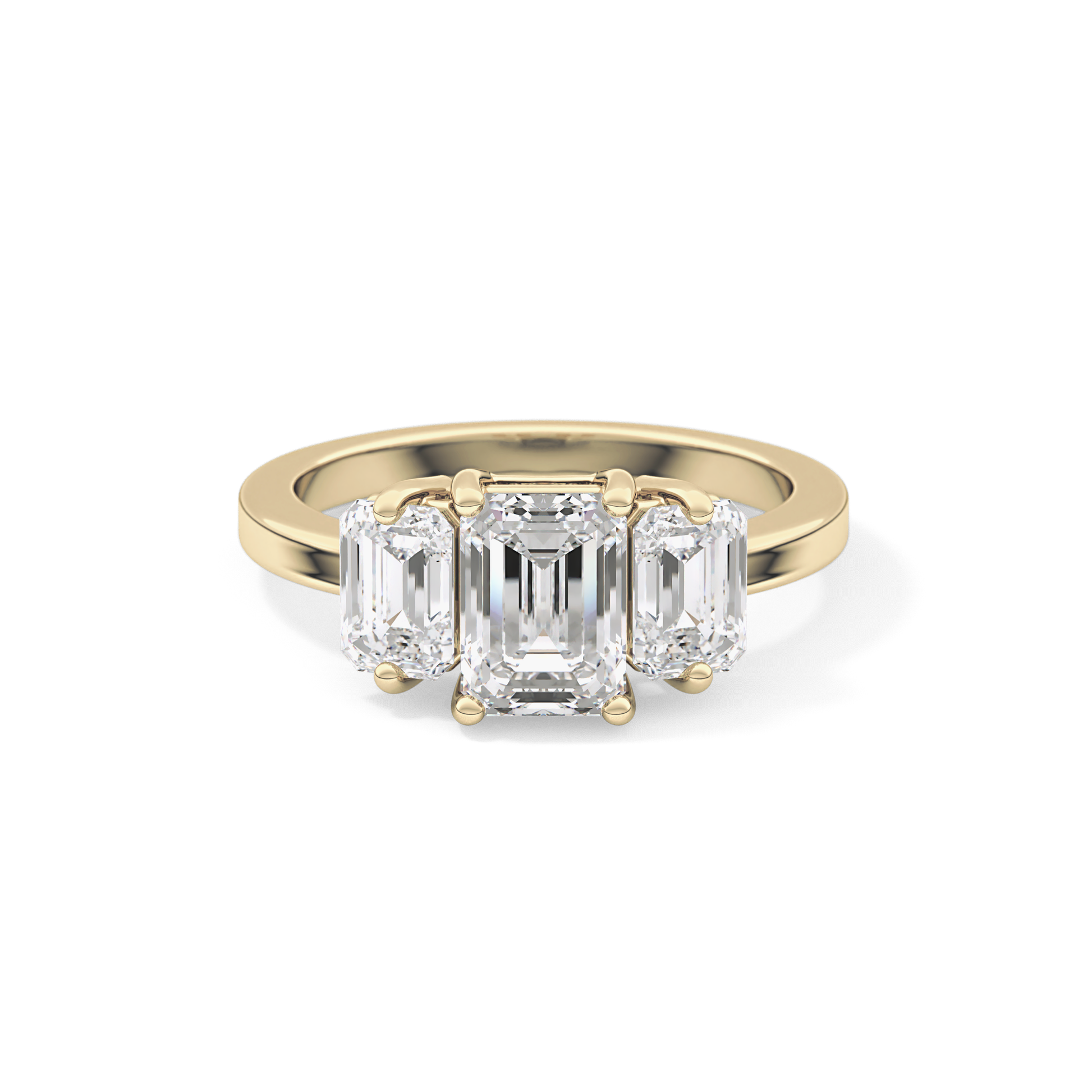 Emerald Three Stone Lab Grown Diamond Engagement Ring
