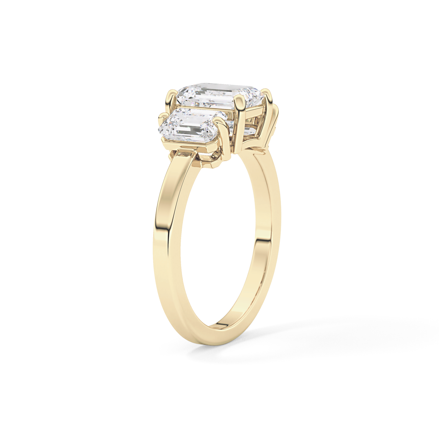 Emerald Three Stone Lab Grown Diamond Engagement Ring