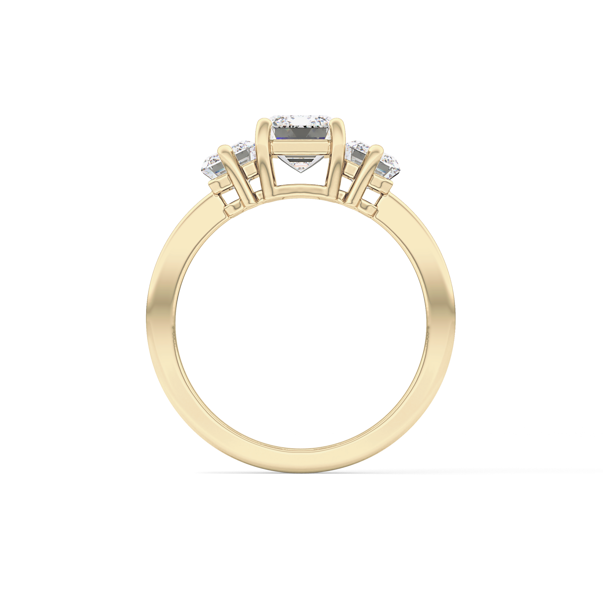 Emerald Three Stone Lab Grown Diamond Engagement Ring
