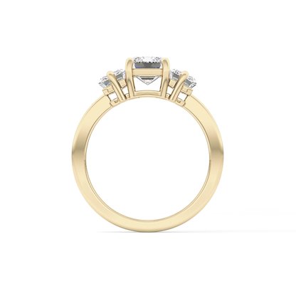 Emerald Three Stone Lab Grown Diamond Engagement Ring