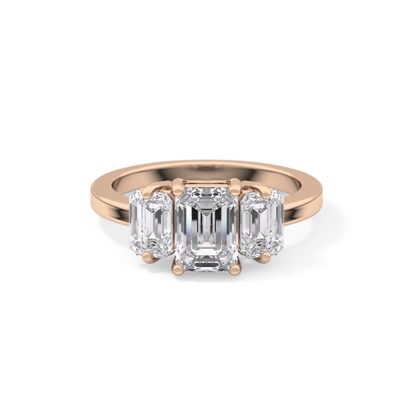 Emerald Three Stone Lab Grown Diamond Engagement Ring