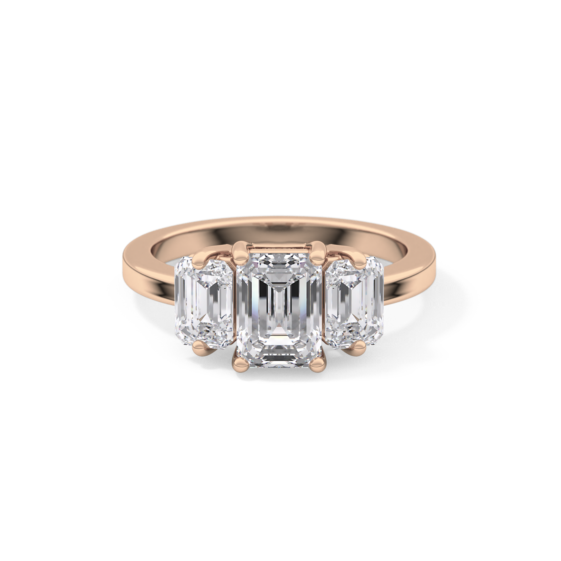 Emerald Three Stone Lab Grown Diamond Engagement Ring