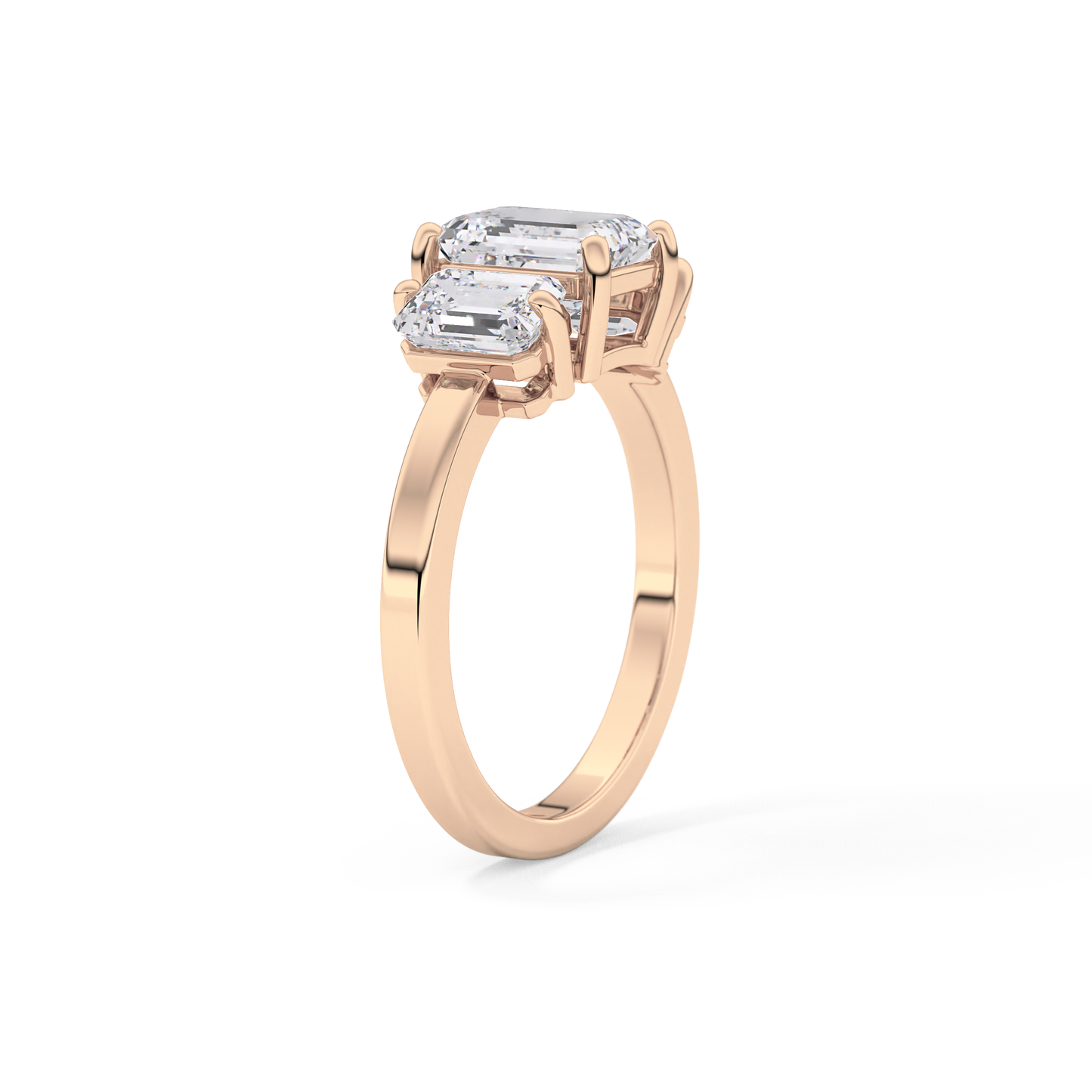 Emerald Three Stone Lab Grown Diamond Engagement Ring