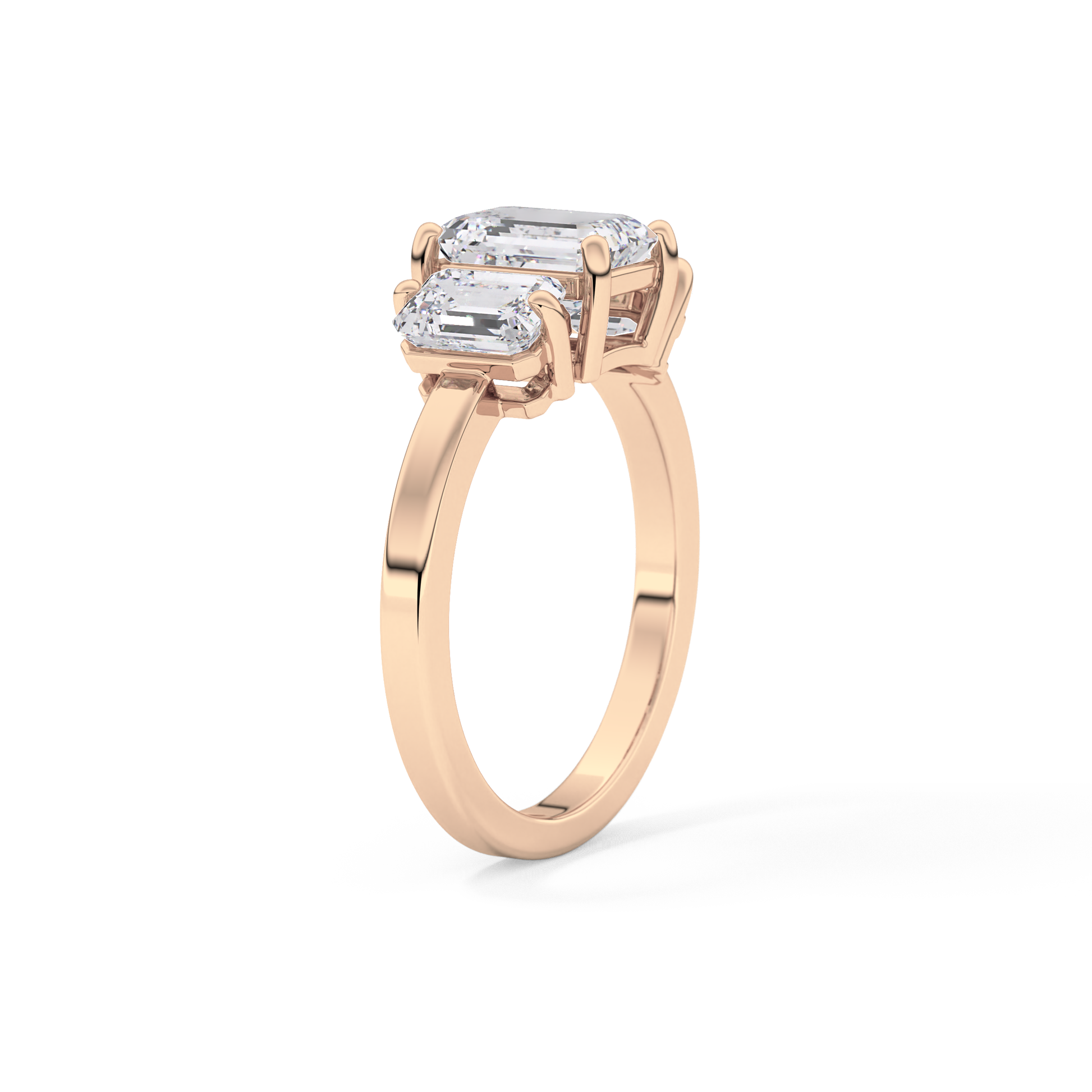 Emerald Three Stone Lab Grown Diamond Engagement Ring