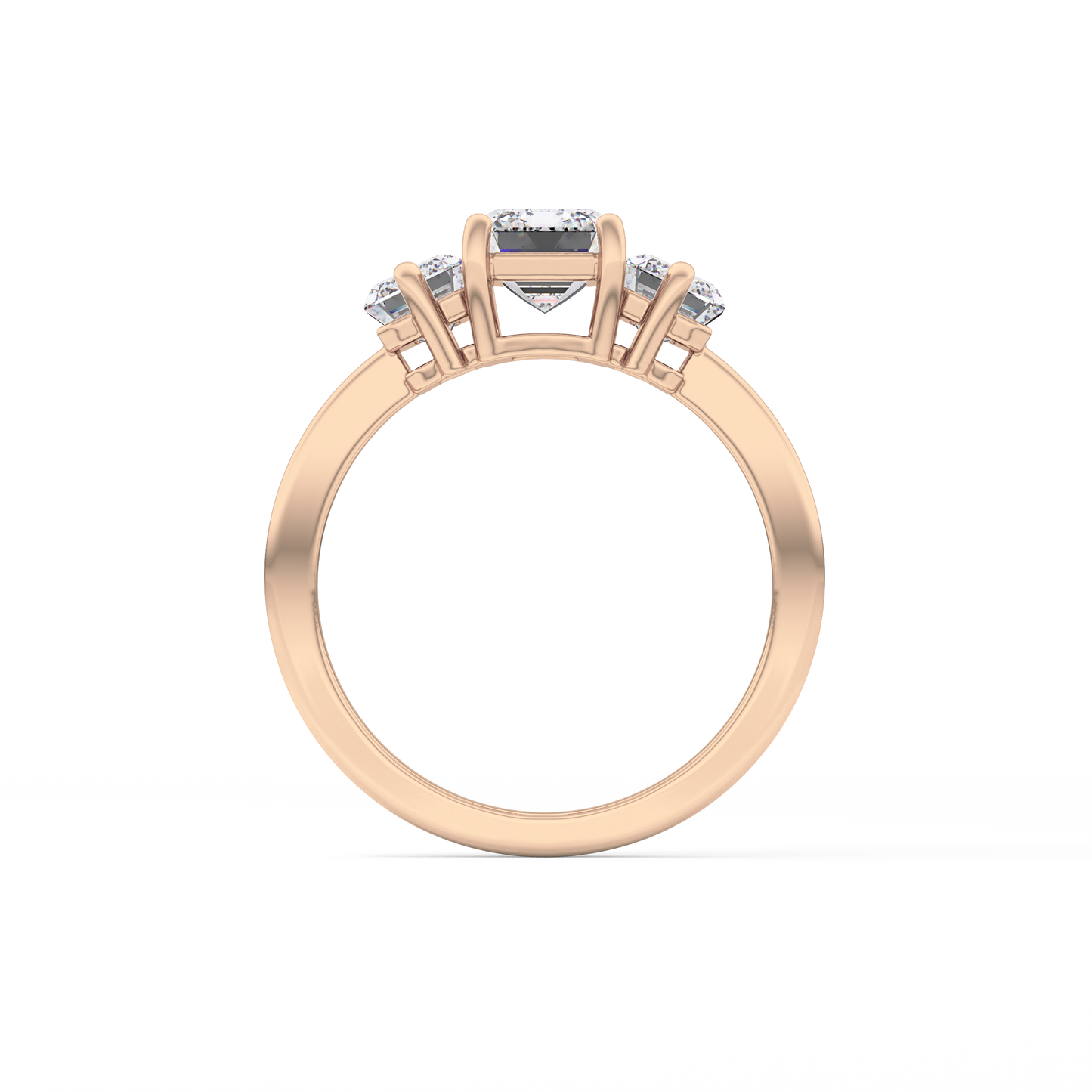 Emerald Three Stone Lab Grown Diamond Engagement Ring
