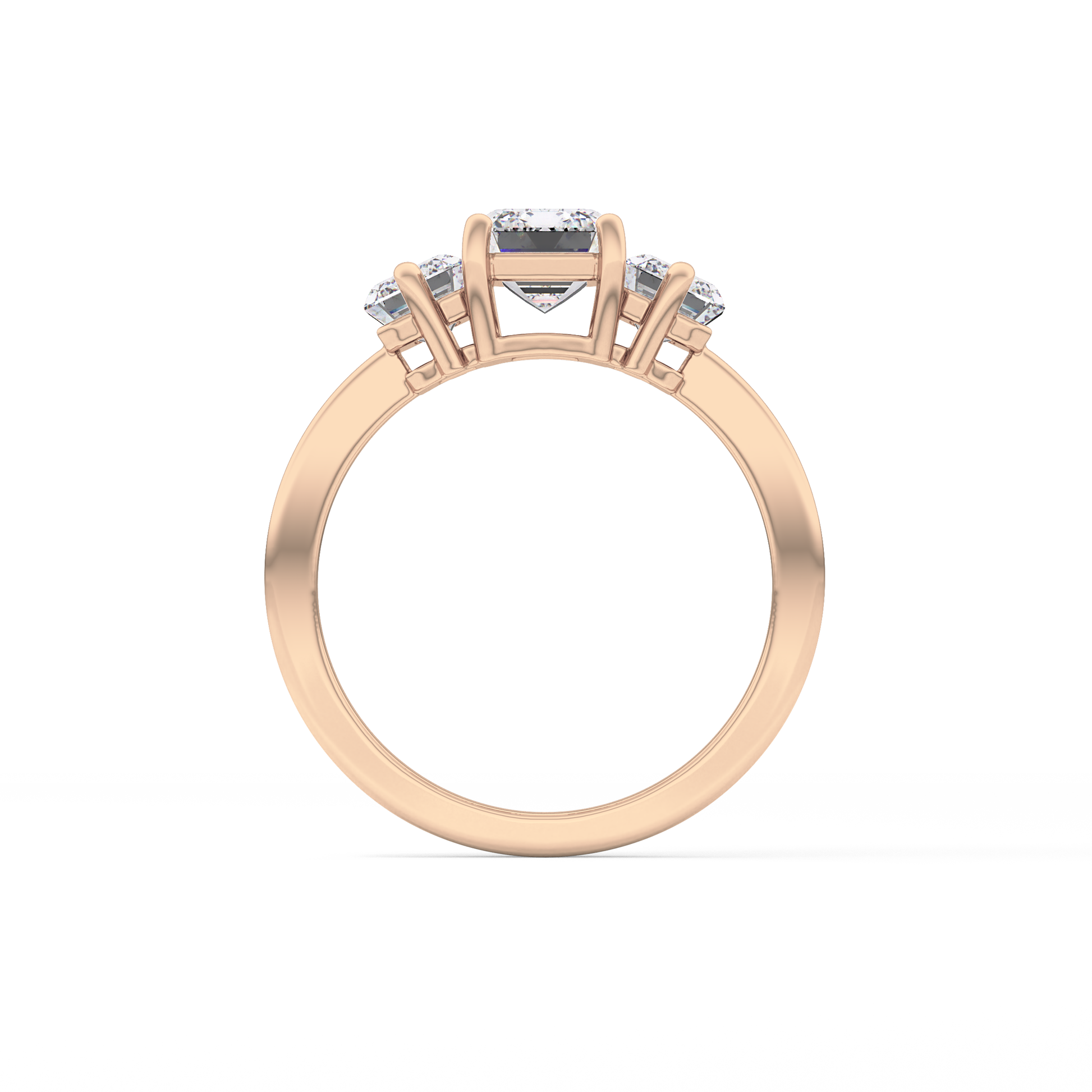 Emerald Three Stone Lab Grown Diamond Engagement Ring