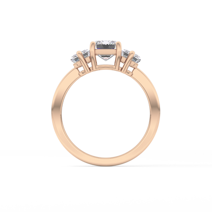 Emerald Three Stone Lab Grown Diamond Engagement Ring