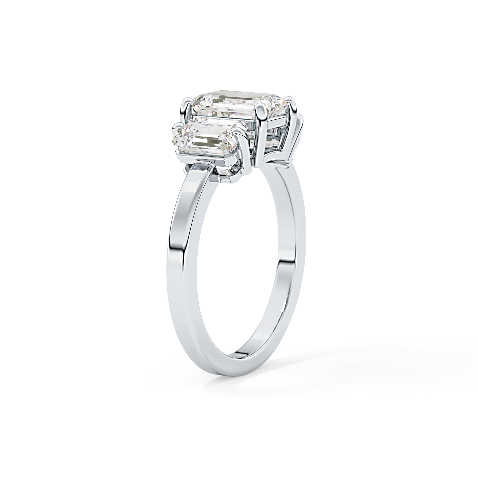 Emerald Three Stone Lab Grown Diamond Engagement Ring
