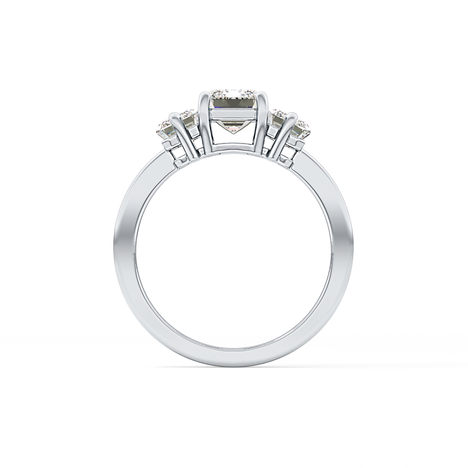 Emerald Three Stone Lab Grown Diamond Engagement Ring