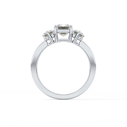 Emerald Three Stone Lab Grown Diamond Engagement Ring