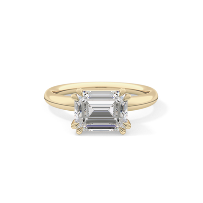East West Emerald Solitaire Lab Grown Diamond Engagement Ring