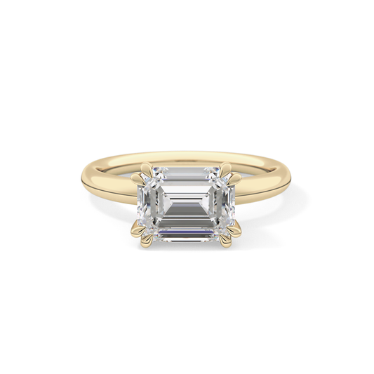 East West Emerald Solitaire Lab Grown Diamond Engagement Ring