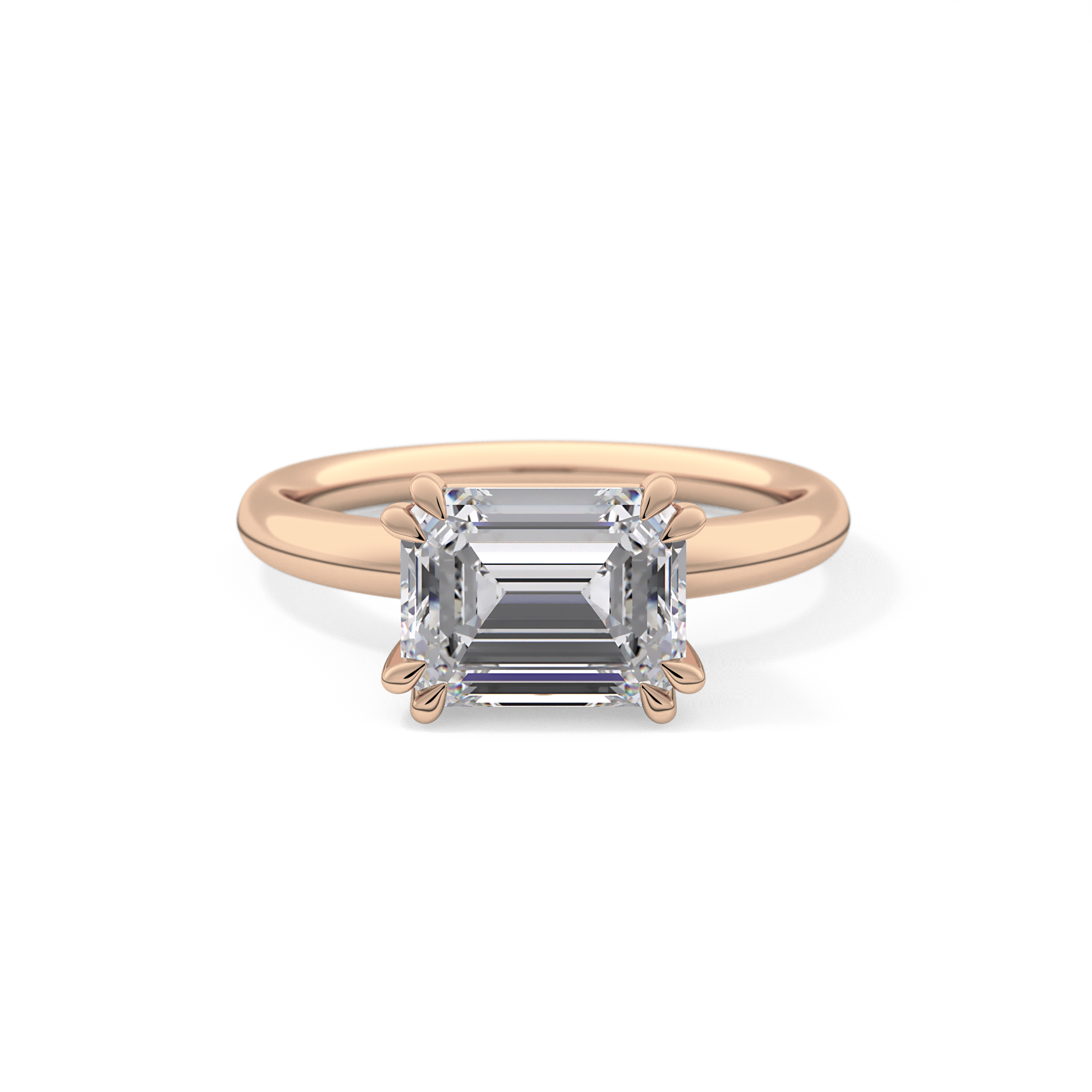 East West Emerald Solitaire Lab Grown Diamond Engagement Ring