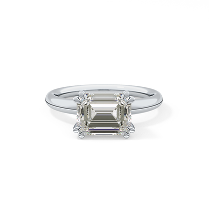 East West Emerald Solitaire Lab Grown Diamond Engagement Ring