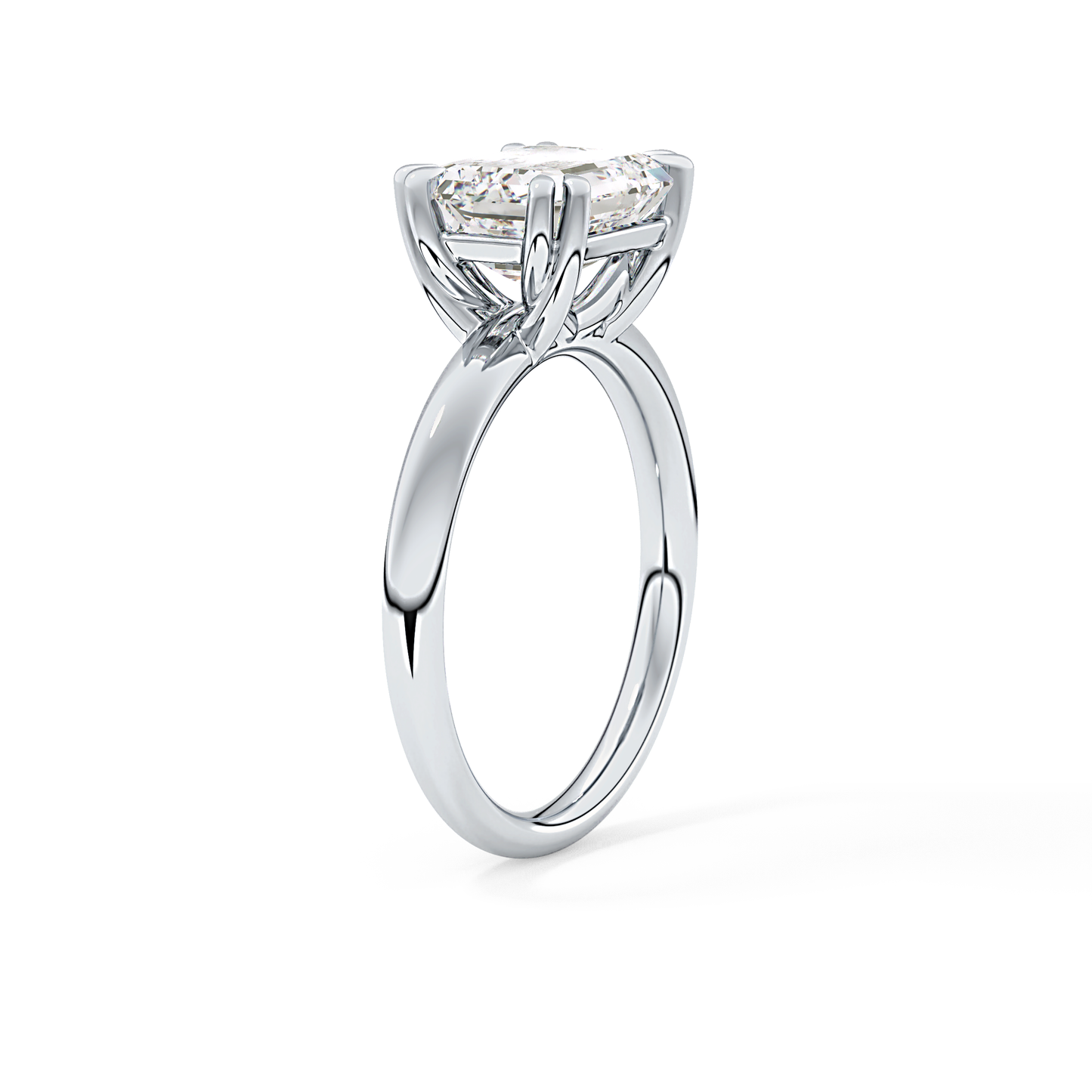 East West Emerald Solitaire Lab Grown Diamond Engagement Ring