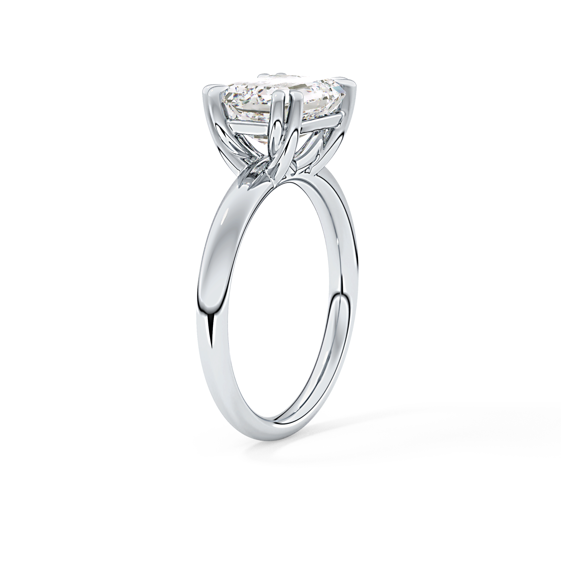 East West Emerald Solitaire Lab Grown Diamond Engagement Ring