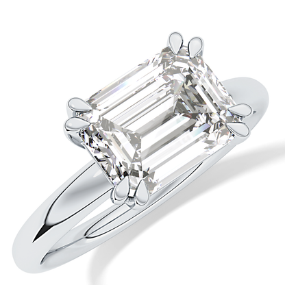 East West Emerald Solitaire Lab Grown Diamond Engagement Ring
