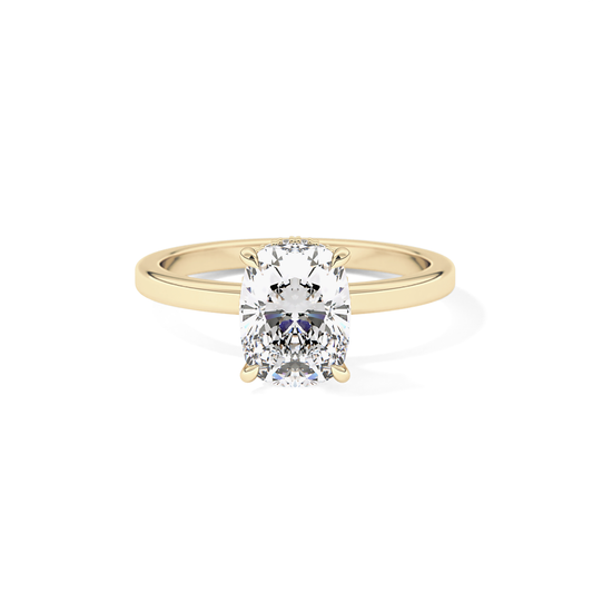 Cushion Hidden Halo Lab Grown Diamond Engagement Ring