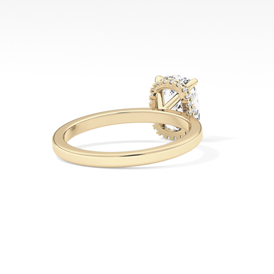 Cushion Hidden Halo Lab Grown Diamond Engagement Ring