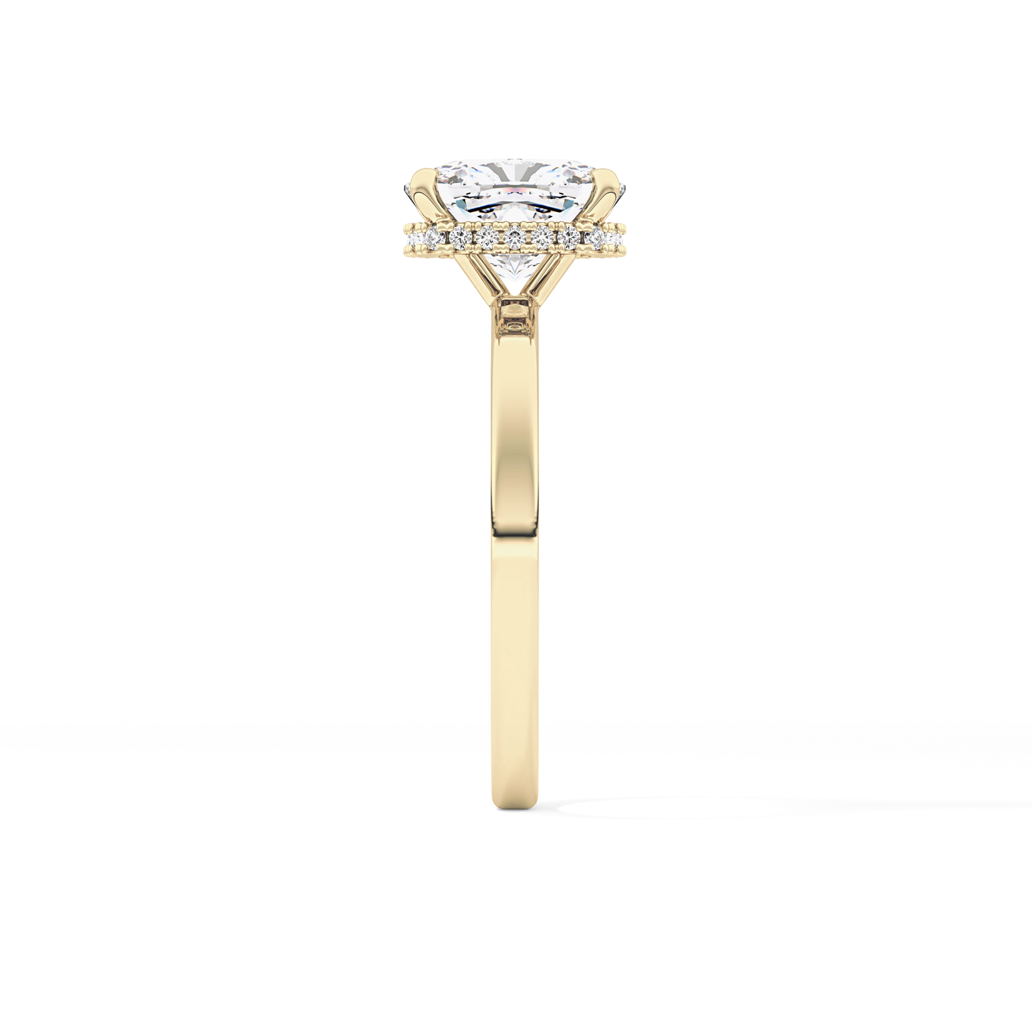 Cushion Hidden Halo Lab Grown Diamond Engagement Ring