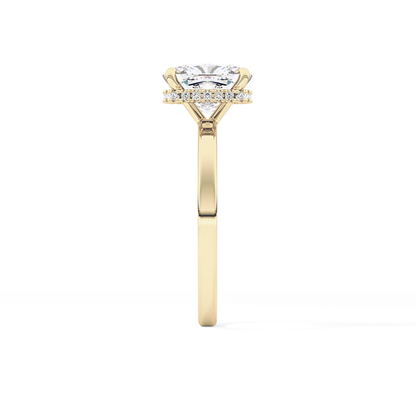 Cushion Hidden Halo Lab Grown Diamond Engagement Ring