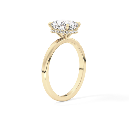 Cushion Hidden Halo Lab Grown Diamond Engagement Ring