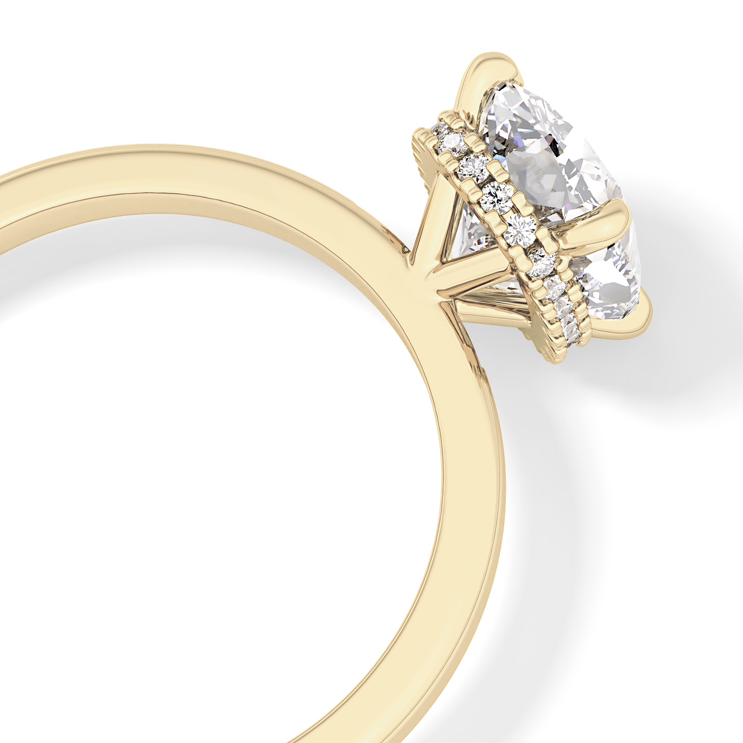 Cushion Hidden Halo Lab Grown Diamond Engagement Ring